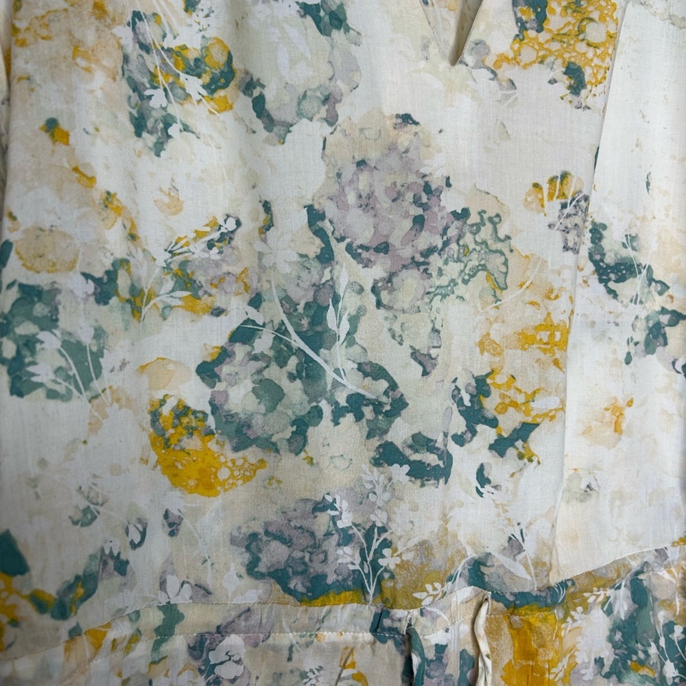 A New Day Floral Women's Blouse Cream, Green,Yellow Country, Summer, Cottagecore - Picture 6 of 6